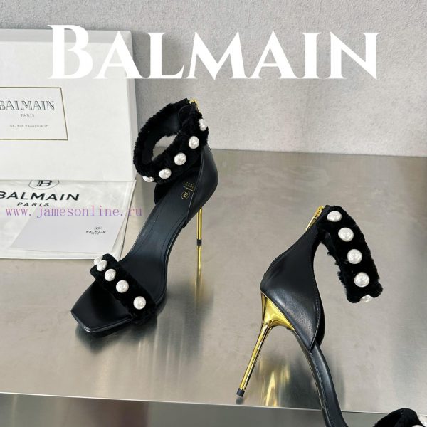 BalmainBalmain???????First release Uma lambhair pearl high-heeled sandals for spring and sumx7gun2jj - Image 7