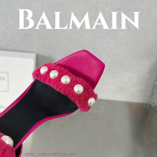 BalmainBalmain???????First release Uma lambhair pearl high-heeled sandals for spring and sumgu6132xm - Image 8