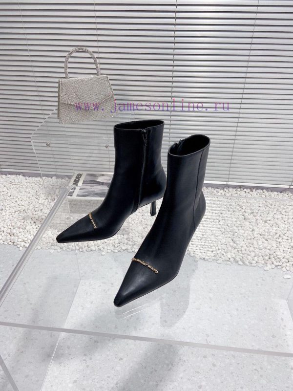 Alexander Wang/Alexander Wang 23S Autumn/WinterNew metal letter high-heeled pointed side zip9unm8qyk - Image 3