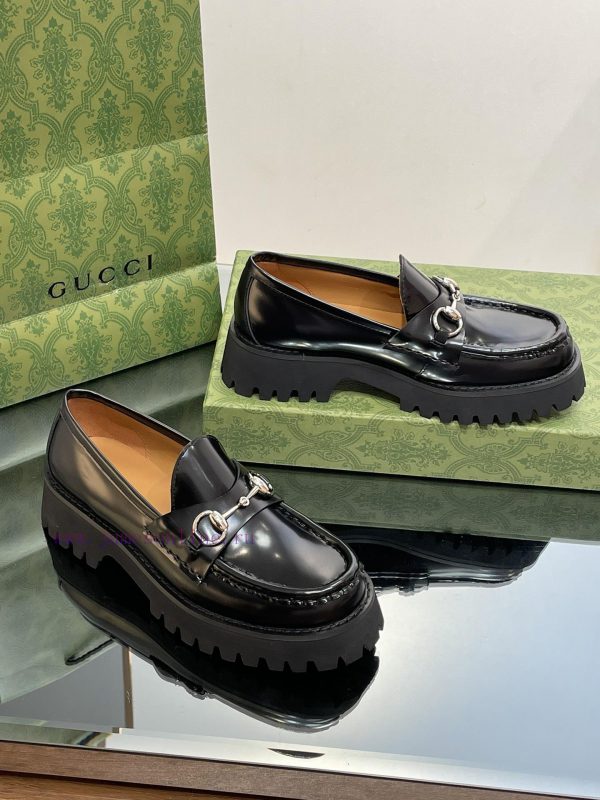 2023 Latest GUCCI Silver Palladium Horseneck Buckle Thick Bottom Lefu Shoes Purchasing Grades7pns7rc