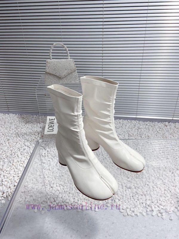 High qualityMaison Margiela MM6 new round heel pinch toe elastic boots and short bootsMaterionp0o3vr - Image 4