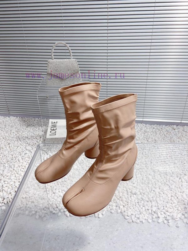 High qualityMaison Margiela MM6 new round heel pinch toe elastic boots and short bootsMateri0ymlwafn - Image 9