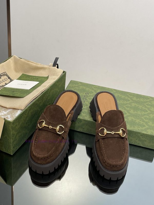 2023 Latest GUCCI Silver Palladium Horseneck Buckle Thick Bottom Lefu Slippers Purchasing Grprdugisd