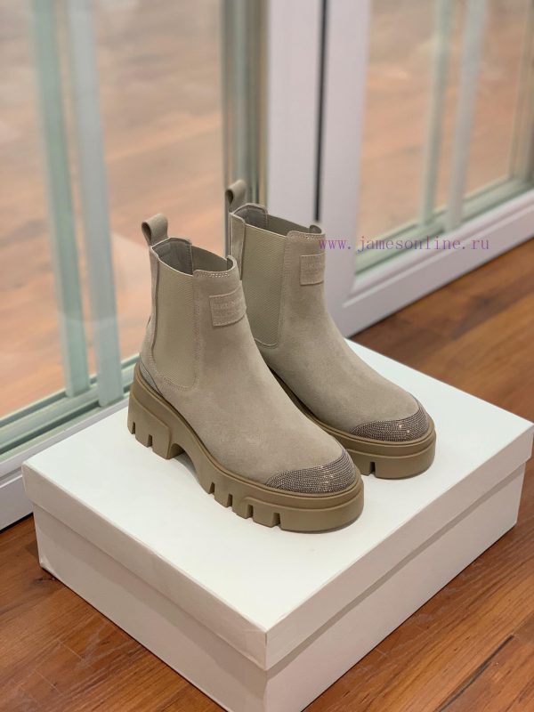 BRUNELL * CUCINELL * One foot short boot material upper made of cow suede sheepskin lining, hbvronn7 - Image 3