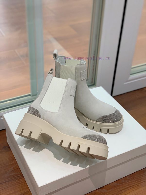 BRUNELL * CUCINELL * One foot short boot material upper made of cow suede sheepskin lining, quctxa7j - Image 5