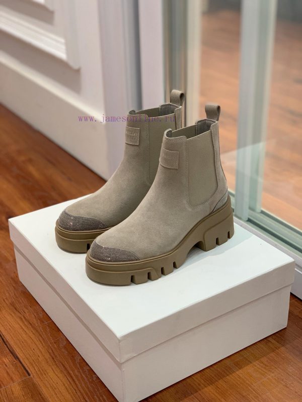BRUNELL * CUCINELL * One foot short boot material upper made of cow suede sheepskin lining, hbvronn7 - Image 4