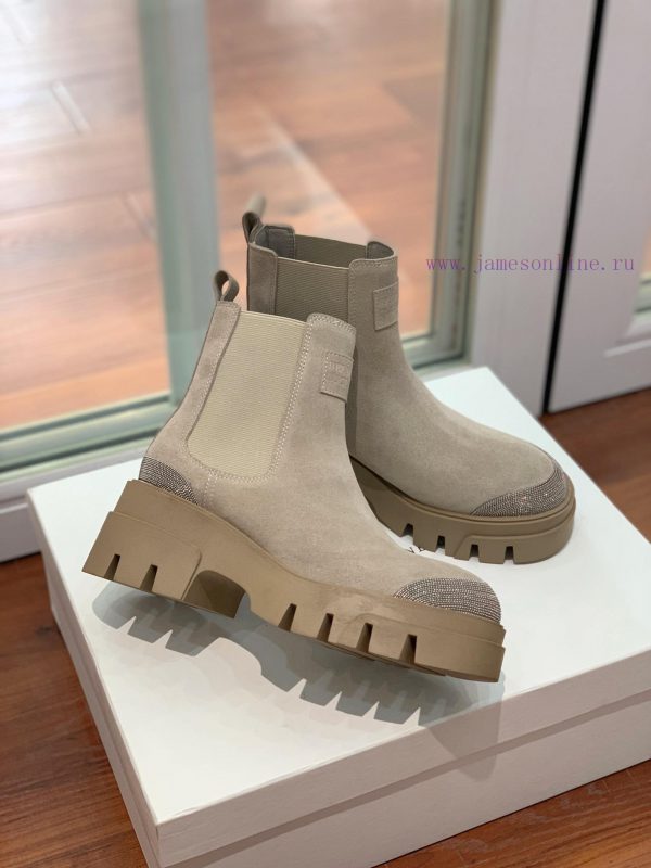 BRUNELL * CUCINELL * One foot short boot material upper made of cow suede sheepskin lining, hbvronn7 - Image 5