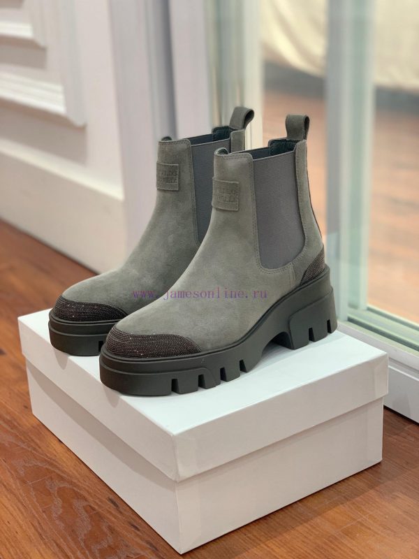 BRUNELL * CUCINELL * One foot short boot material upper made of cow suede sheepskin lining, 2cl9vxc4 - Image 4