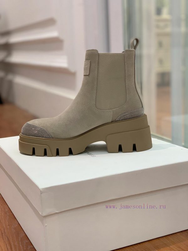 BRUNELL * CUCINELL * One foot short boot material upper made of cow suede sheepskin lining, hbvronn7 - Image 7