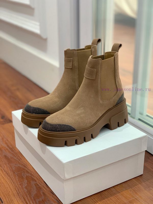 BRUNELL * CUCINELL * One foot short boot material upper made of cow suede sheepskin lining, waja8yox - Image 4