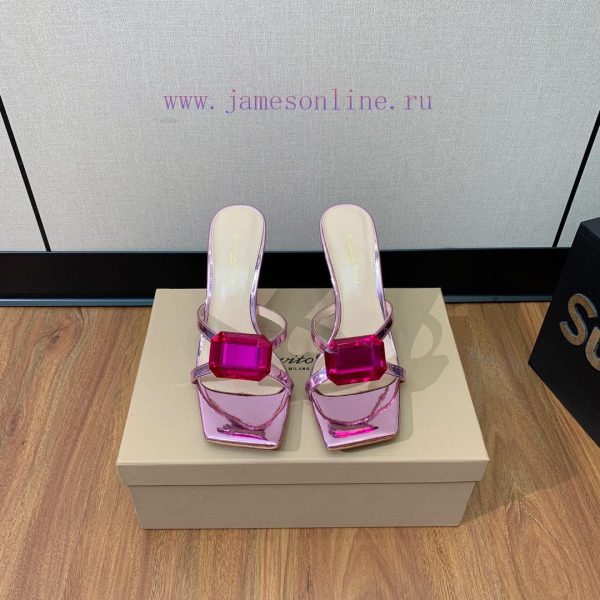 Gianvit Ross large button square toe slippers adhere to the design style of elegant and inte8wi2r2t5