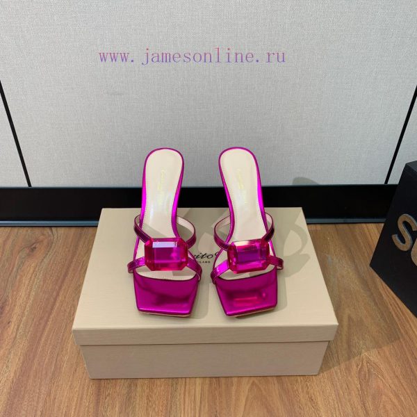 Gianvit Ross large button square toe slippers adhere to the design style of elegant and intet965cndj