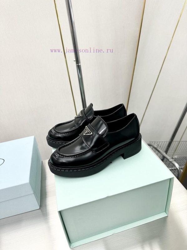 Top tierPrada 2023 Autumn/Winter High Heels loafersClassic high-heeled thick heel triangle l4e9w69ga - Image 6