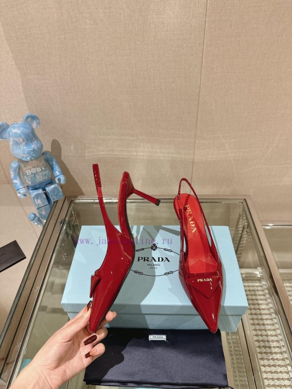 -24Ss Early Spring New Prada Stiletto Heel Back Air SandalsThis patent leather high-heeled sc9m971on - Image 5