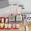 ️️* ?/Biki Love 4.5cm metal buckle patent leather high heels-Elephant Grey Silver New Blue Yt5hwkiex