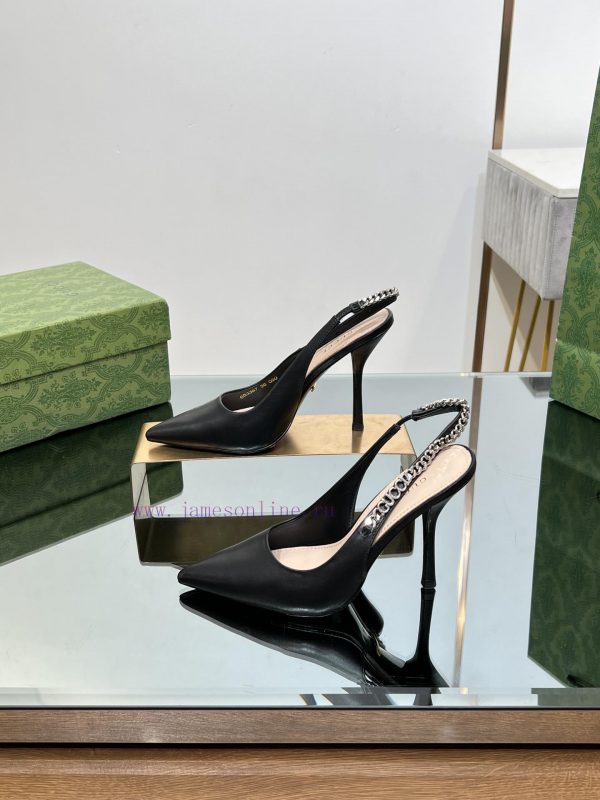 2024 G Home New GUcc ? Letter Buckle L O G O Chain High Heel Sandals Cat Heel Shoes ️️️Top l3psidxh5