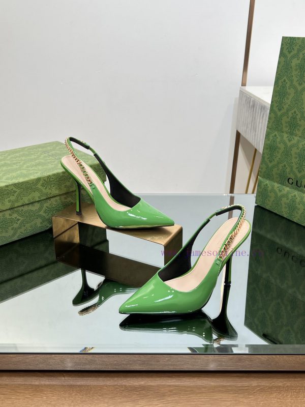 2024 G Home New GUcc ? Letter Buckle L O G O Chain High Heel Sandals Cat Heel Shoes ️️️Top lbnj83teu
