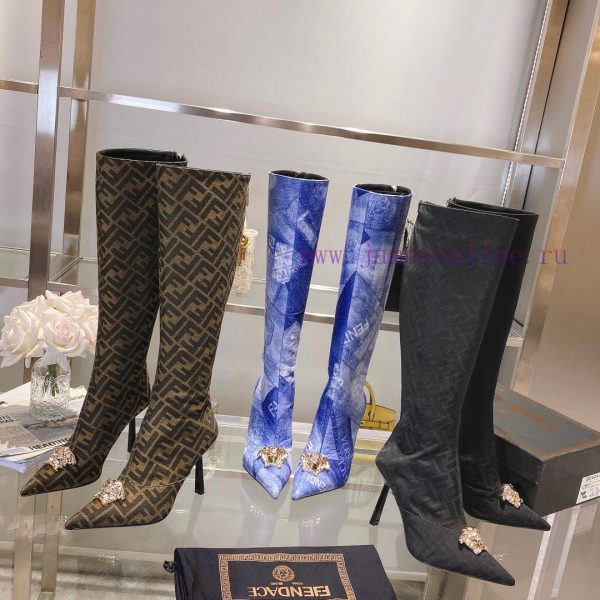 Fendi&Versace Joint CollectionLong boots 16 inchesReal leather bottom??? Show style Fendi Du9l2pqu57 - Image 9