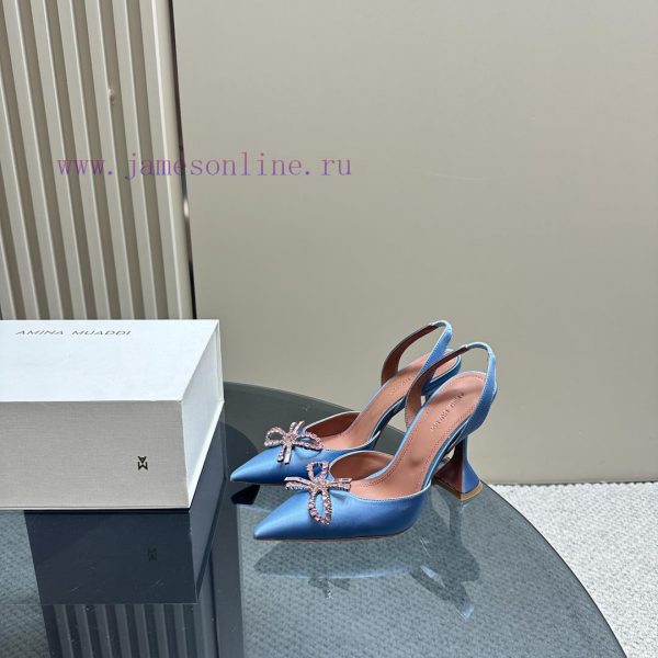 Amina Muaddi Sparkling Diamond Bow Beautiful Fashion ShoesAuthentic 11 Remastered Top Qualitr75p9378