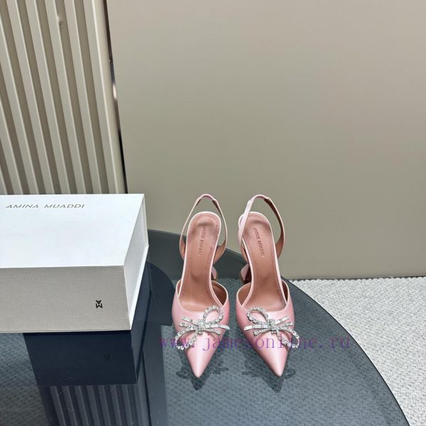 Amina Muaddi Sparkling Diamond Bow Beautiful Fashion ShoesAuthentic 11 Remastered Top Qualitpjyrszud - Image 3