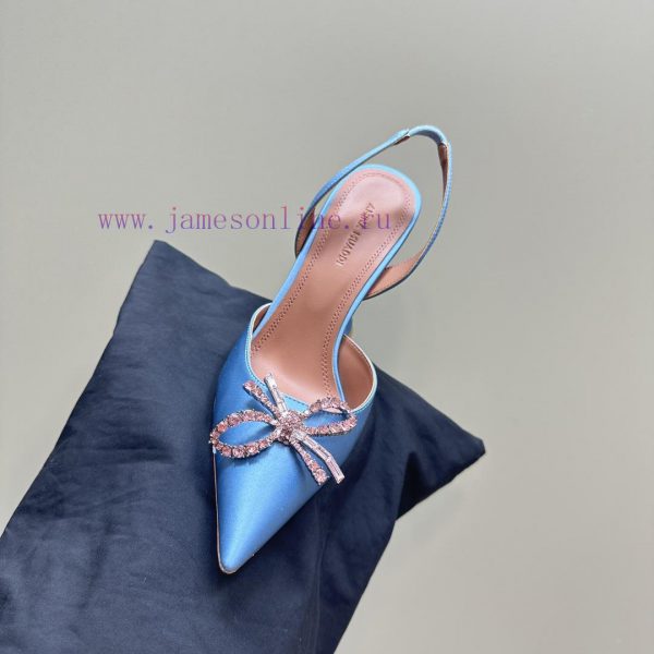 Amina Muaddi Sparkling Diamond Bow Beautiful Fashion ShoesAuthentic 11 Remastered Top Qualitr75p9378 - Image 9