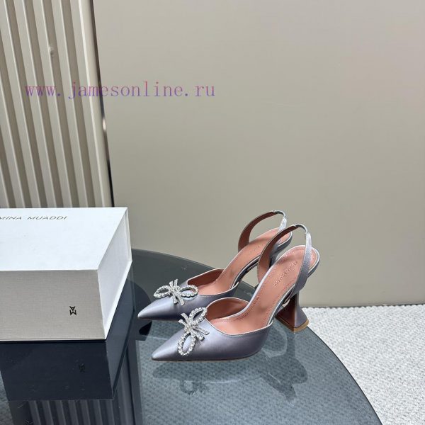 Amina Muaddi Sparkling Diamond Bow Beautiful Fashion ShoesAuthentic 11 Remastered Top Qualitxypoan40
