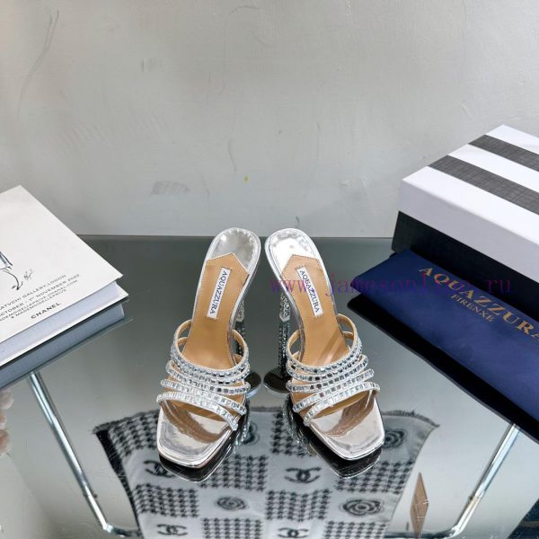 2024 Spring/Summer New AQUAZURA Zp Original Mold New Glass Door Diamond Heel Sandals————————pwxtufss