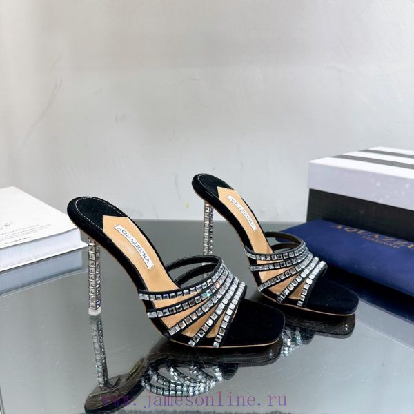 2024 Spring/Summer New AQUAZURA Zp Original Mold New Glass Door Diamond Heel Sandals————————mis6k4xw - Image 4
