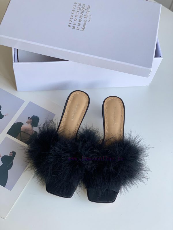 High quality Maison Margiela MM6 new slippersUpper mink fur lining sheepskin heel height 5.5uzgezfyc