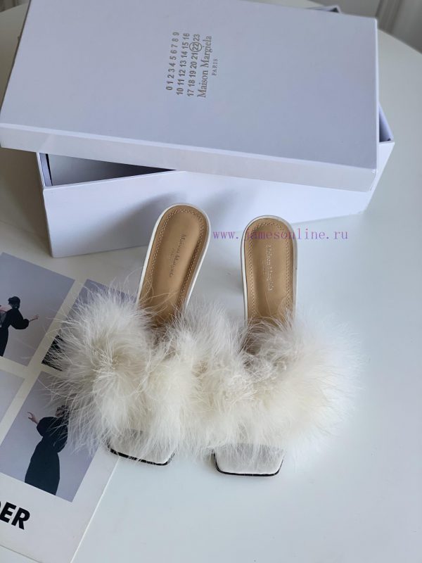 High quality Maison Margiela MM6 new slippersUpper mink fur lining sheepskin heel height 5.5wj76ohps