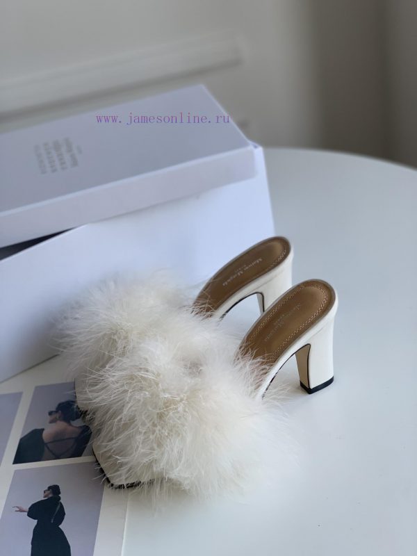 High quality Maison Margiela MM6 new slippersUpper mink fur lining sheepskin heel height 5.5wj76ohps - Image 3