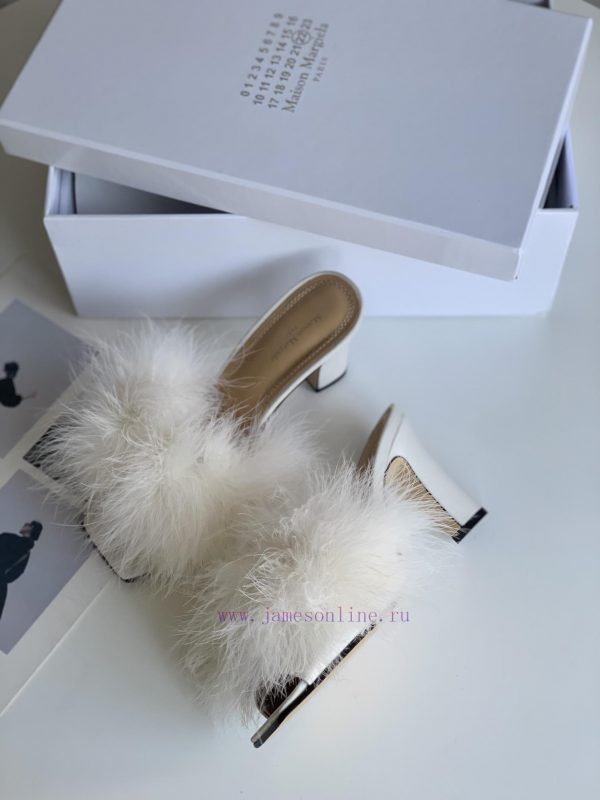 High quality Maison Margiela MM6 new slippersUpper mink fur lining sheepskin heel height 5.5wj76ohps - Image 5