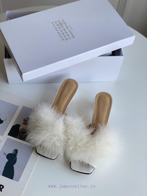 High quality Maison Margiela MM6 new slippersUpper mink fur lining sheepskin heel height 5.543ss1rbq