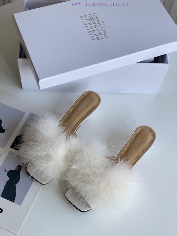 High quality Maison Margiela MM6 new slippersUpper mink fur lining sheepskin heel height 5.543ss1rbq - Image 7