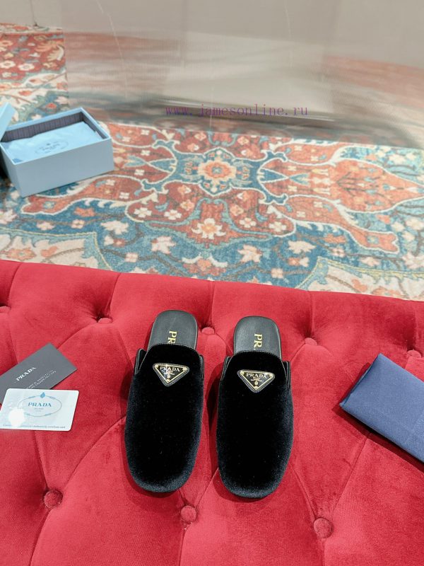 ️  Prada Velvet Flat Shoes Top of the line Many internet celebrities Injection molded triangbaiwb8yn