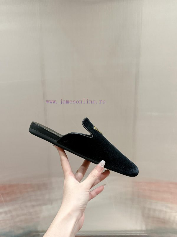️  Prada Velvet Flat Shoes Top of the line Many internet celebrities Injection molded triangbaiwb8yn - Image 3