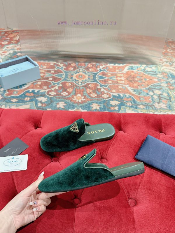 ️  Prada Velvet Flat Shoes Top of the line Many internet celebrities Injection molded triangivglszco - Image 4