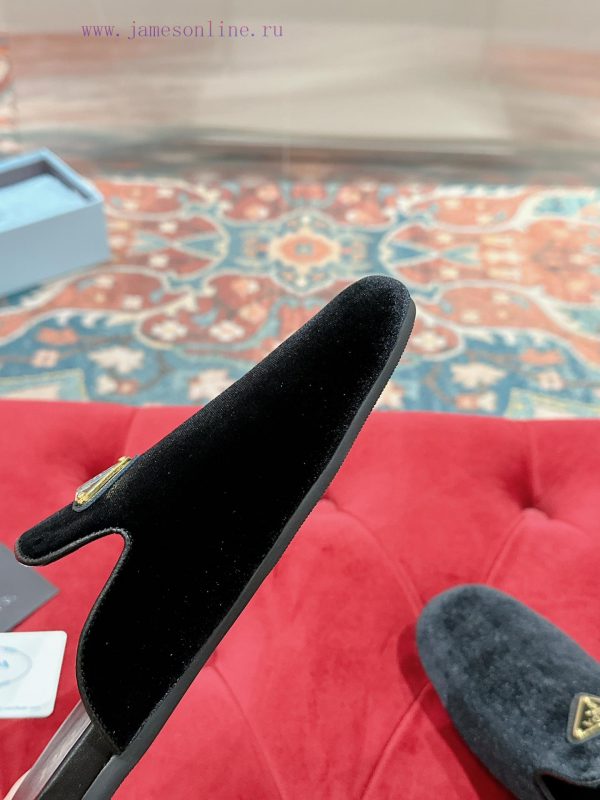 ️  Prada Velvet Flat Shoes Top of the line Many internet celebrities Injection molded triangbaiwb8yn - Image 7