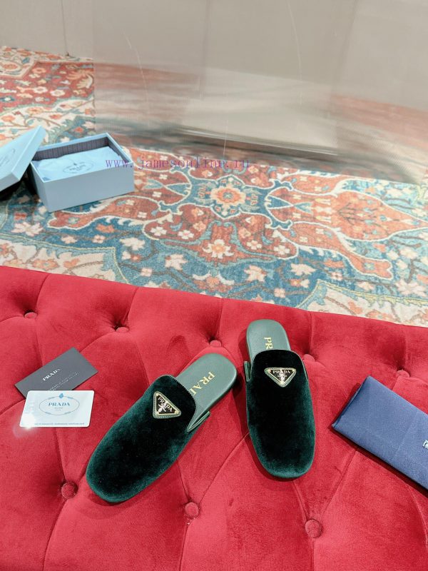 ️  Prada Velvet Flat Shoes Top of the line Many internet celebrities Injection molded triangivglszco - Image 7