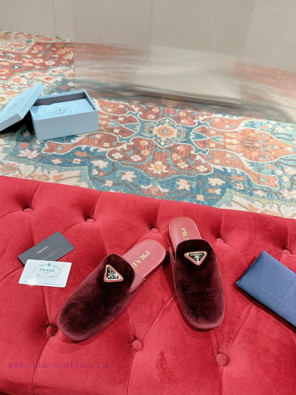 ️  Prada Velvet Flat Shoes Top of the line Many internet celebrities Injection molded triangqbz0rtx4 - Image 4