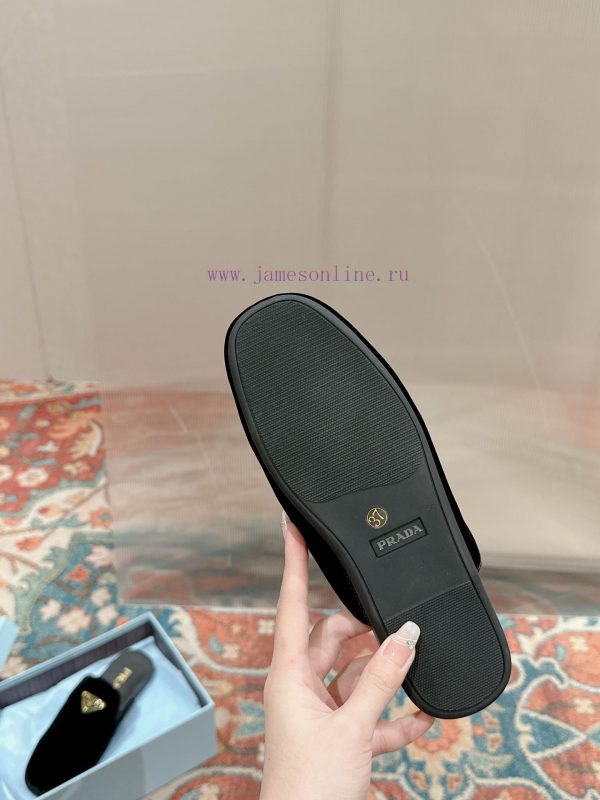 ️  Prada Velvet Flat Shoes Top of the line Many internet celebrities Injection molded triangbaiwb8yn - Image 9