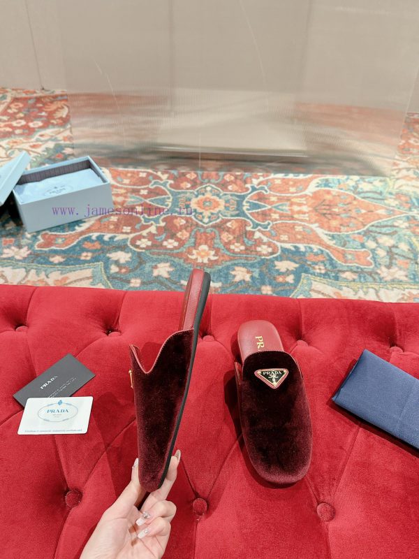 ️  Prada Velvet Flat Shoes Top of the line Many internet celebrities Injection molded triangqbz0rtx4 - Image 7