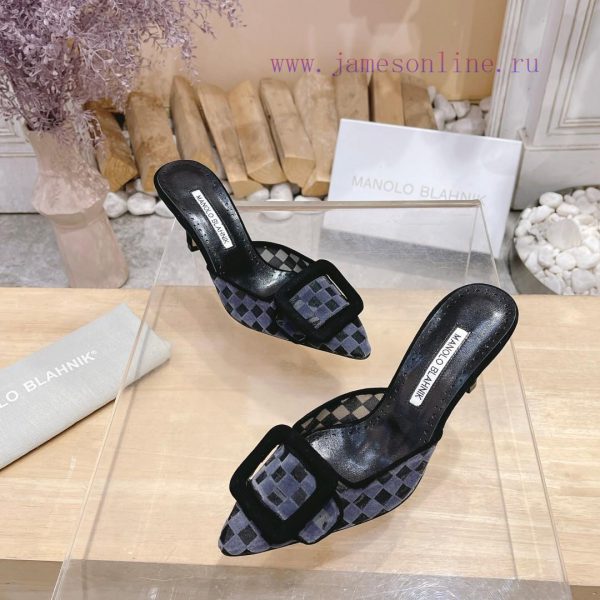 ?MANOLO BLAHNlK 2024 The new Mb fashionable women's high-heeled checkered cloth M ü ller sl67k6f9jf - Image 5