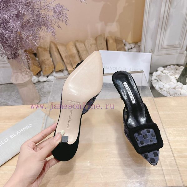 ?MANOLO BLAHNlK 2024 The new Mb fashionable women's high-heeled checkered cloth M ü ller sl67k6f9jf - Image 9