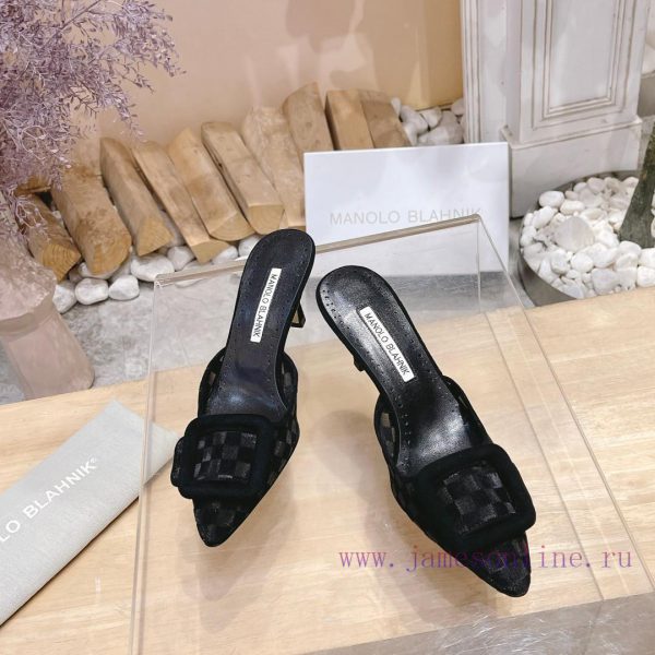 ?MANOLO BLAHNlK 2024 The new Mb fashionable women's high-heeled checkered cloth M ü ller sl05qcw2v7 - Image 3