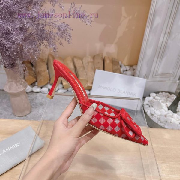?MANOLO BLAHNlK 2024 The new Mb fashionable women's high-heeled checkered cloth M ü ller sleffq7mkr - Image 5