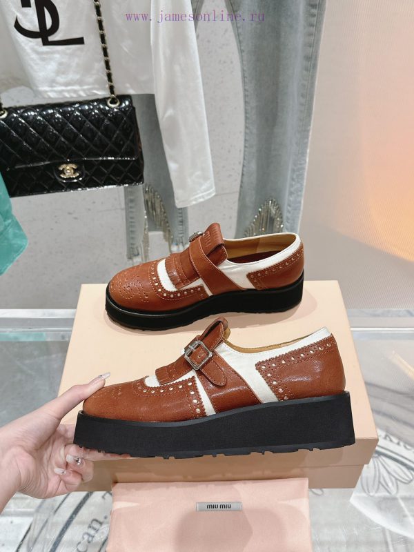 ?????? Miu Miu's new thick soled Block leather shoesSelected imported polished cowhide materg0auacxk - Image 5