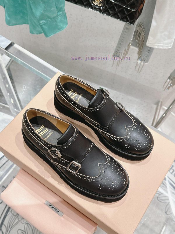 ?????? Miu Miu's new thick soled Block leather shoesSelected imported polished cowhide matertpry99ud - Image 3