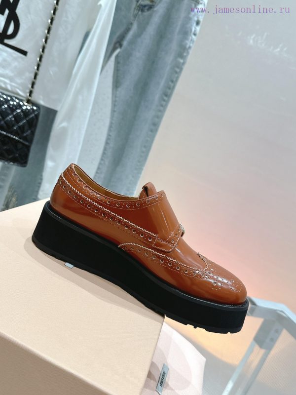 ?????? Miu Miu's new thick soled Block leather shoesSelected imported polished cowhide matervwmjkvak
