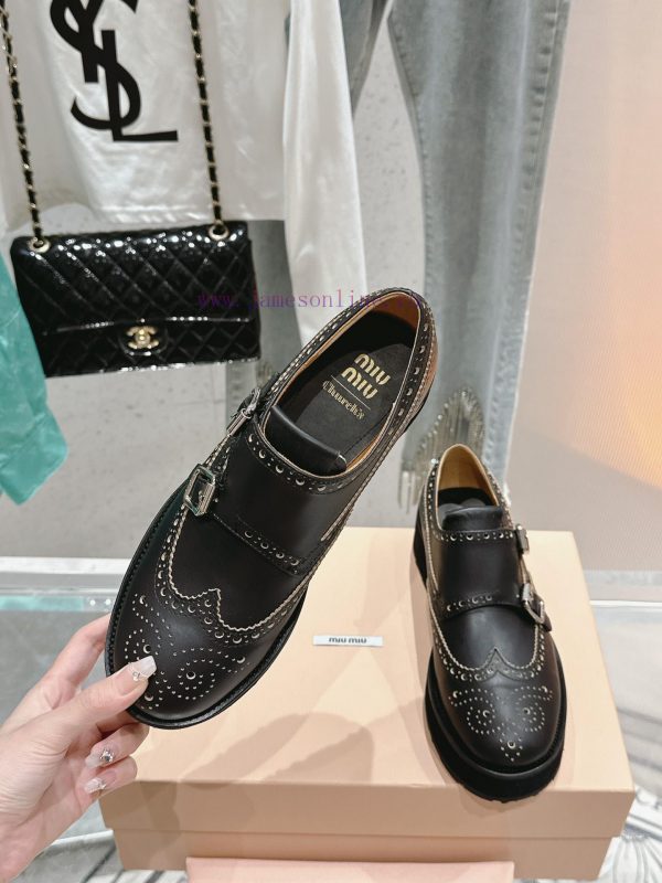 ?????? Miu Miu's new thick soled Block leather shoesSelected imported polished cowhide matertpry99ud - Image 6